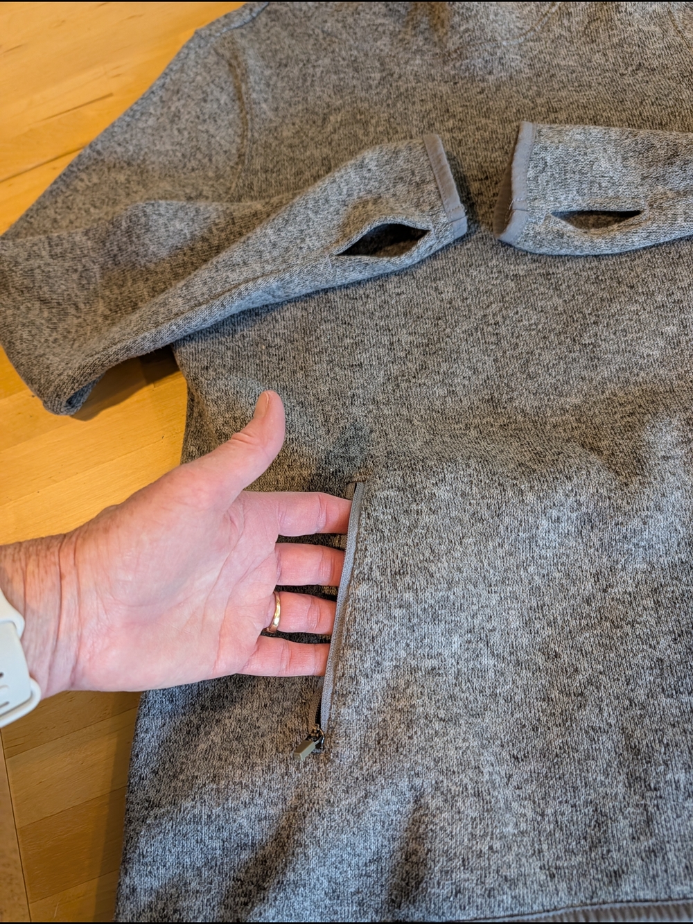 Old Navy Gray Hooded Pullover with Zip Pockets - Picture 4 of 10